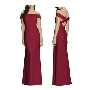 Dessy Collection Off The Shoulder Cross Strap Gown